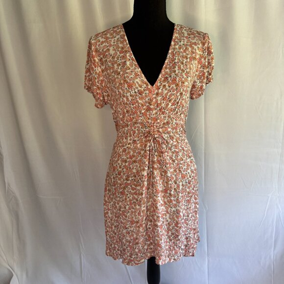 Cotton:On Pink Floral Mini Dress cute front tie - Size Small - 366 - Picture 1 of 7